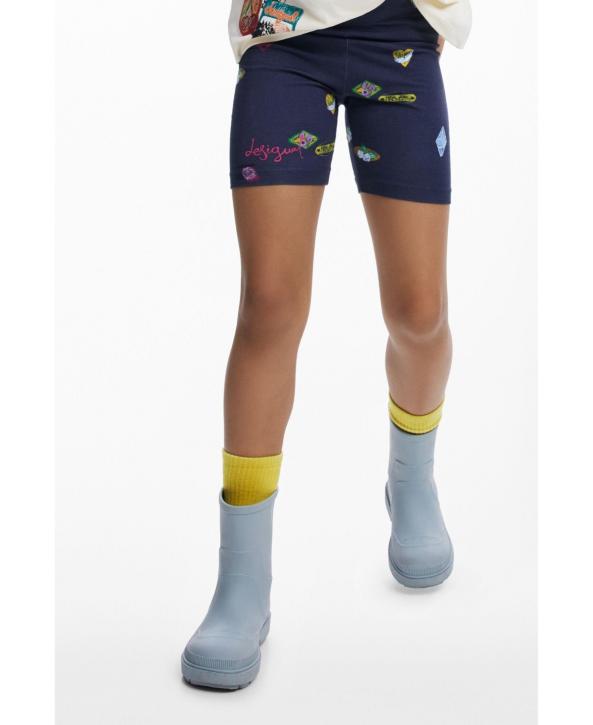 Desigual Girls's Collage Cycling Leggings In Blue