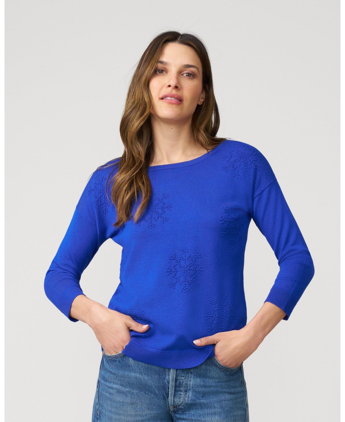 Cable & Gauge Women's Snowflake Drop Shoulder Tunic Sweater