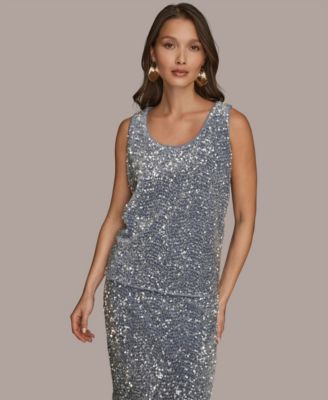 Donna Karan New York - Women's Embellished Sequin Scoop Neck Camisole Top