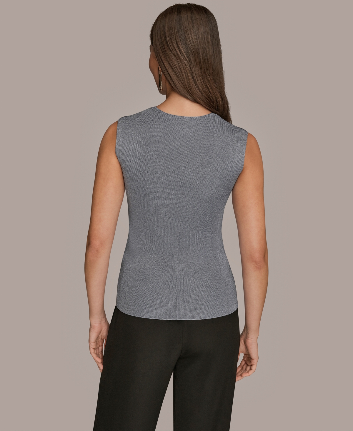 Donna Karan Women's Sleeveless Square Neck Sweater In Gray