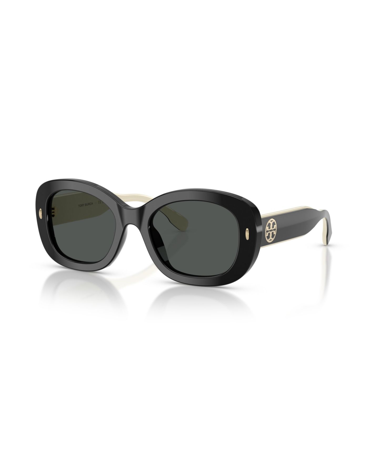 Женские солнцезащитные очки Tory Burch Oval Sunglasses, TY7226U, цвет: Чёрный — фото 11