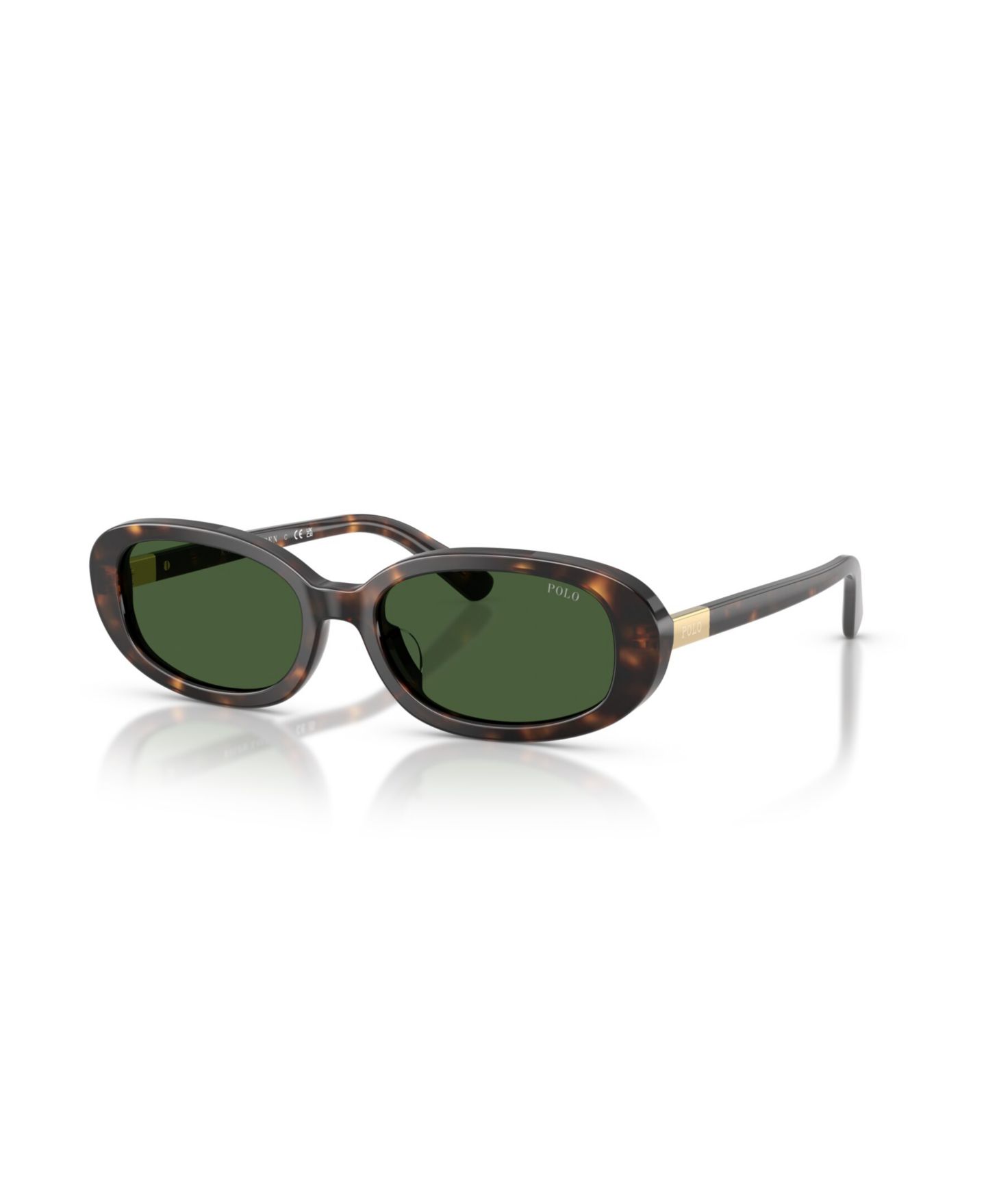 Женские солнцезащитные очки Polo Ralph Lauren Oval Sunglasses, PH4198U, цвет: Блестящий тёмный гавана — фото 1