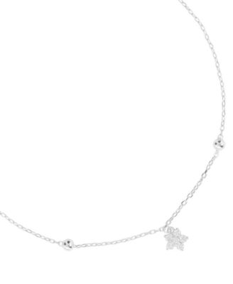 Cubic Zirconia Flower Beaded Anklet (0.14 ct. t.w.) in 14k Gold Over Sterling Silver (also in Sterling Silver)