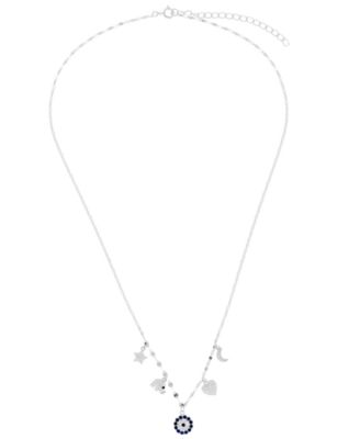 Cubic Zirconia Eye Luck Charm Pendant Necklace (0.856 ct. t.w.) in Sterling Silver (also in 14k Gold Over Sterling Silver)