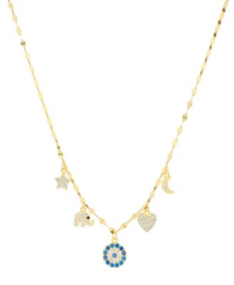 Cubic Zirconia Eye Luck Charm Pendant Necklace (0.856 ct. t.w.) in Sterling Silver (also in 14k Gold Over Sterling Silver)