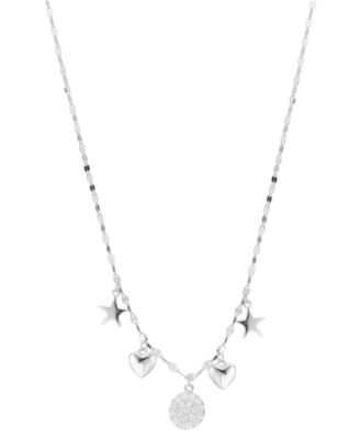 Macy's - Cubic Zirconia Heart Star Pendant Necklace (0.31 ct. t.w.) in Sterling Silver (also in 14K Gold Over Sterling Silver)