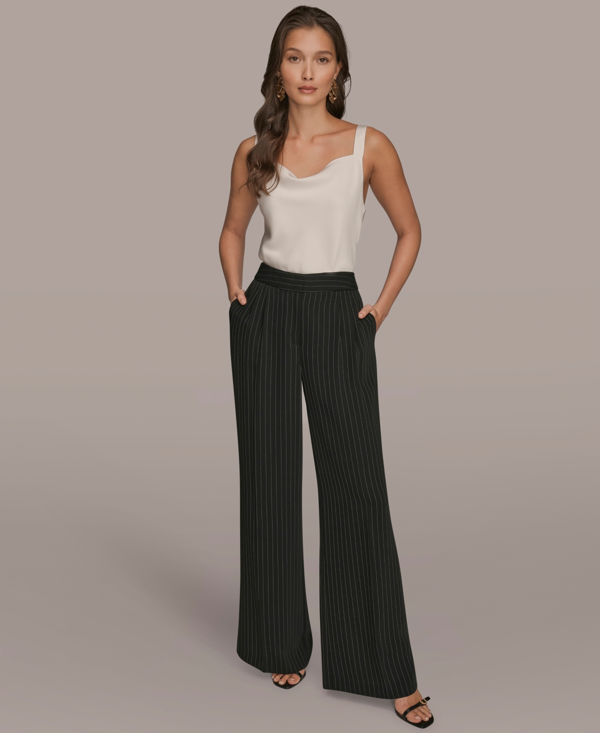 Donna Karan New York Women's Waisted Wide Leg Pants
