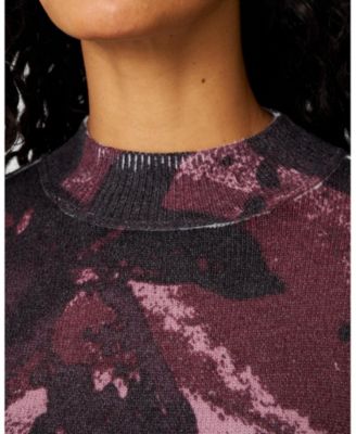 Women's Abstract Mock Neck Sweater