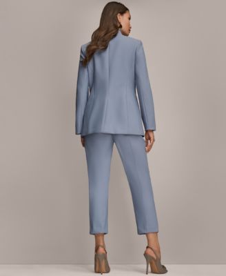 Donna Karan Donna Karen New York Womens Button Sleeve Blazer Slim Ankle Pants Sequin Camisole In Gray