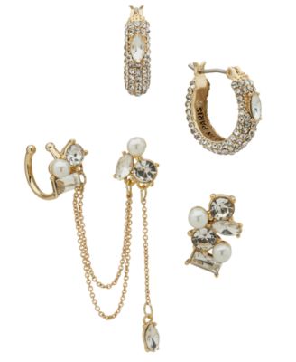 Emily in Paris - 5-Pc. Glass Stone, Glass Pearl & Cubic Zirconia Gold-Tone Mismatch Earrings