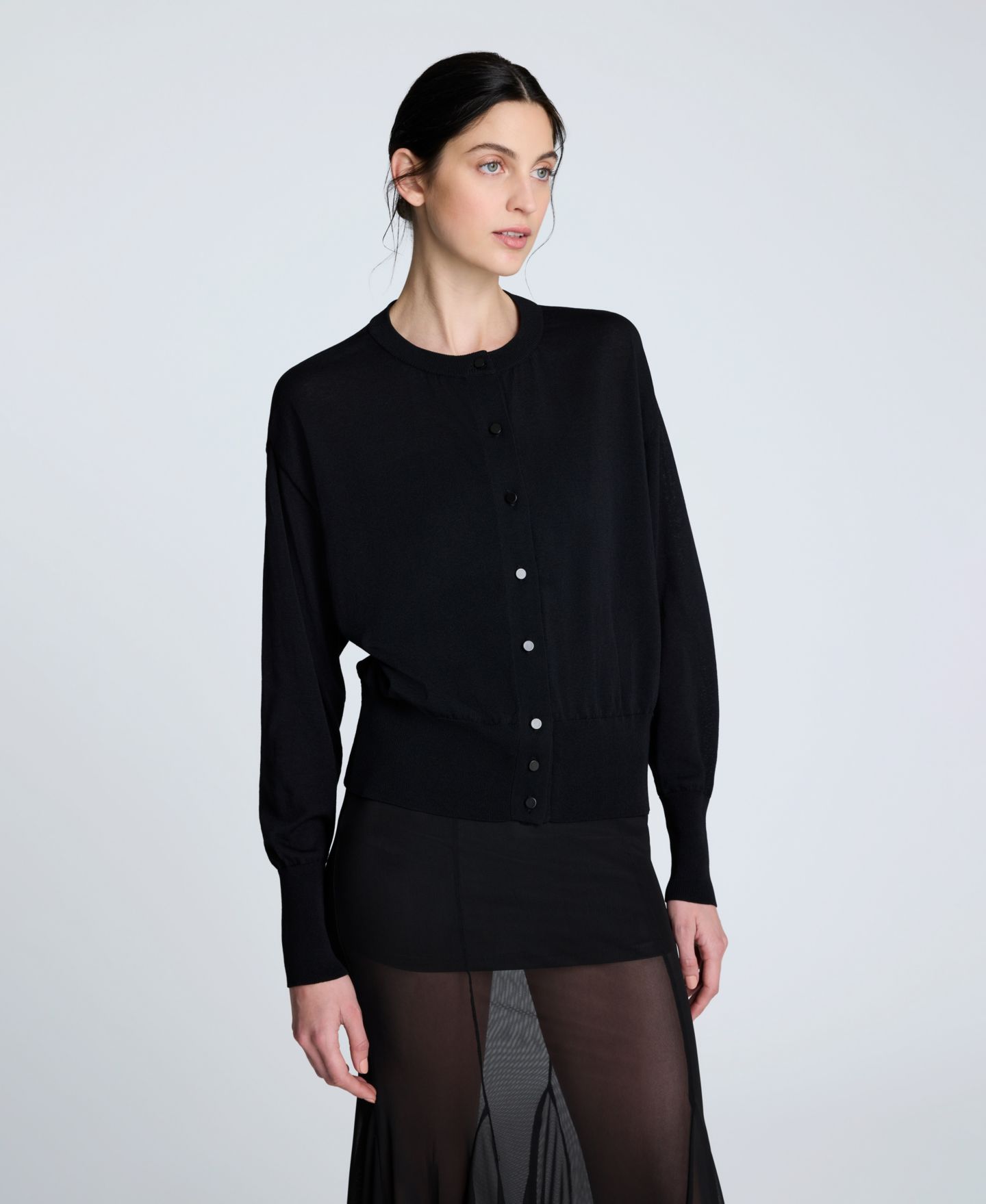 Женский кардиган Kenneth Cole Long Sleeve Button-Front Cardigan, цвет: Чёрный — фото 1