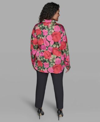 Plus Size Floral Print Long Sleeve Top