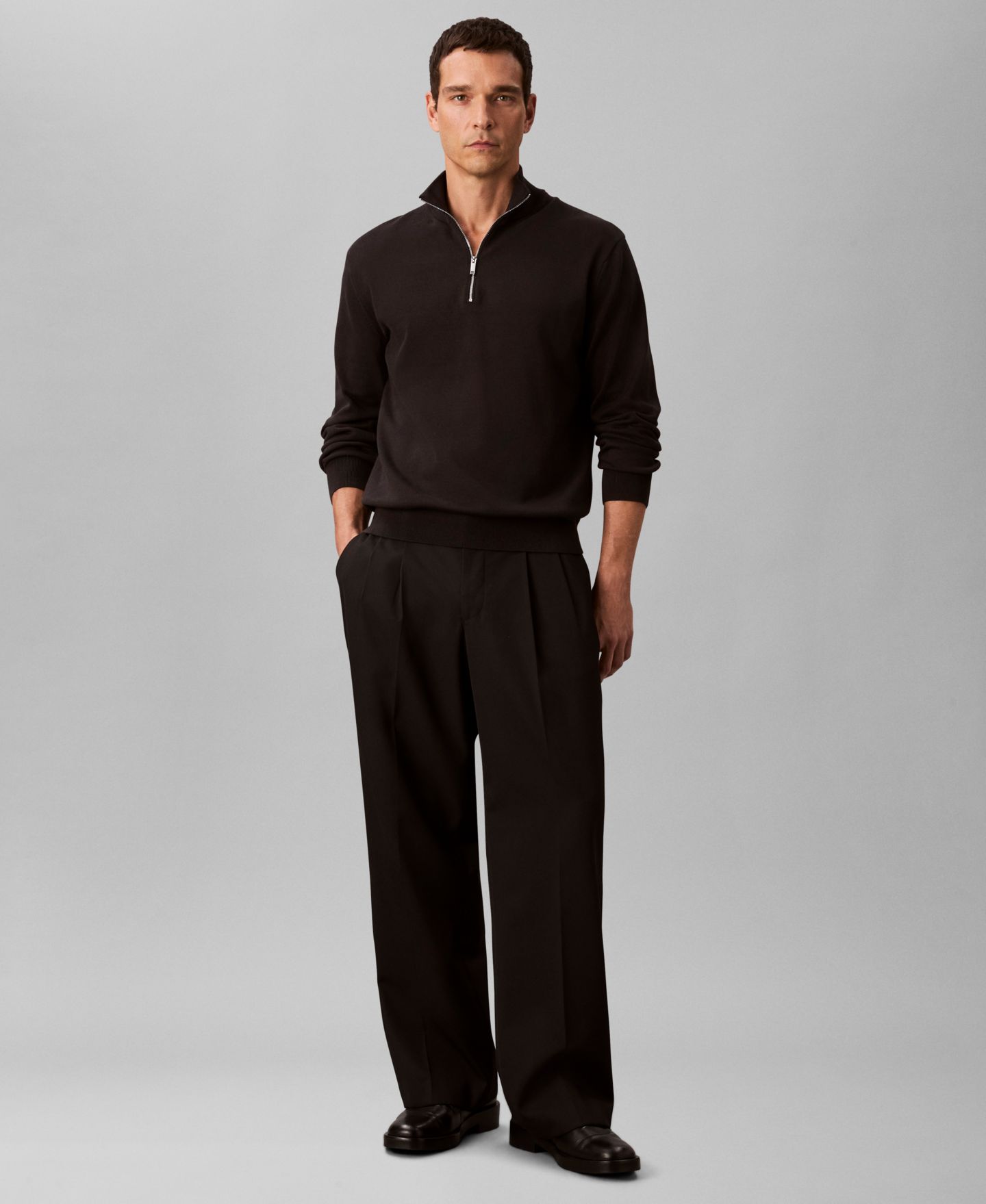 Мужской свитер Calvin Klein Supima Cotton 1/4 Zip, цвет: Чёрный — фото 2
