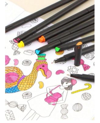 24 Colors Fineliner Color Pens, 0.4mm Fine Point Colored Pens for Journaling, Doodling, Drawing, Adult Coloring, Planner Supplies