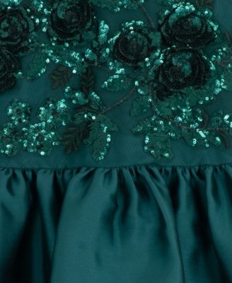 Girls' 7-16 Sequin Applique Illusion Sleeveless Dress