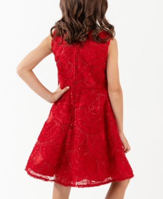 Girls' 2T-6X Soutache Hi-Low Sleeveless Dress