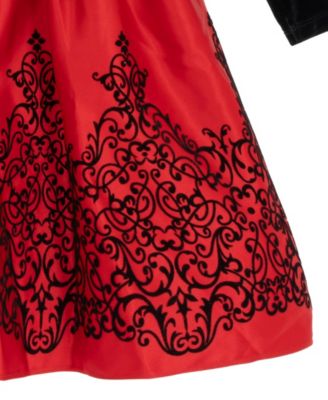 Girls' 2T-6X Mini Bag and Long-Sleeve Jewel Bow Dress, 2-Piece Set