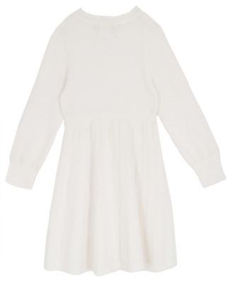 Girls' 7-16 Long-Sleeves Pleated Sweater Dress