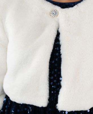 Girls' 7-16 Round Neck Rhinestone Cardigan