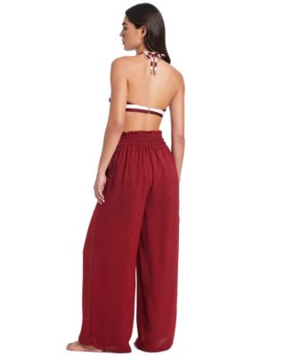 Hammered Wide Leg Cover-Up Pants