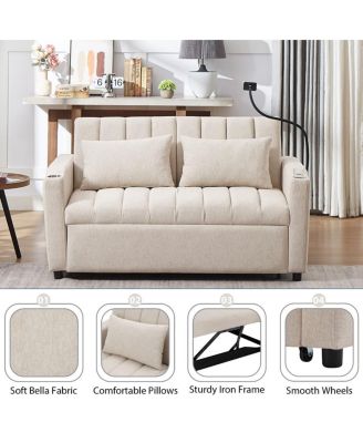 5-Piece Pull-Out Sofa Bed Set with USB Ports, Cup Holders, Side Pockets, and Adjustable Backrest