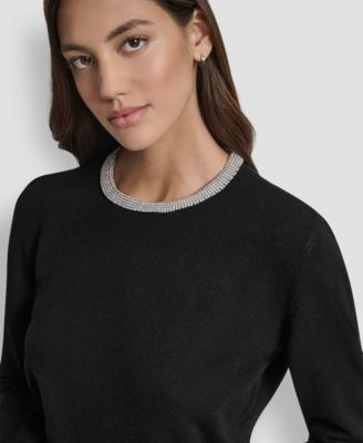 Petite Embellished Trim Sweater Top 