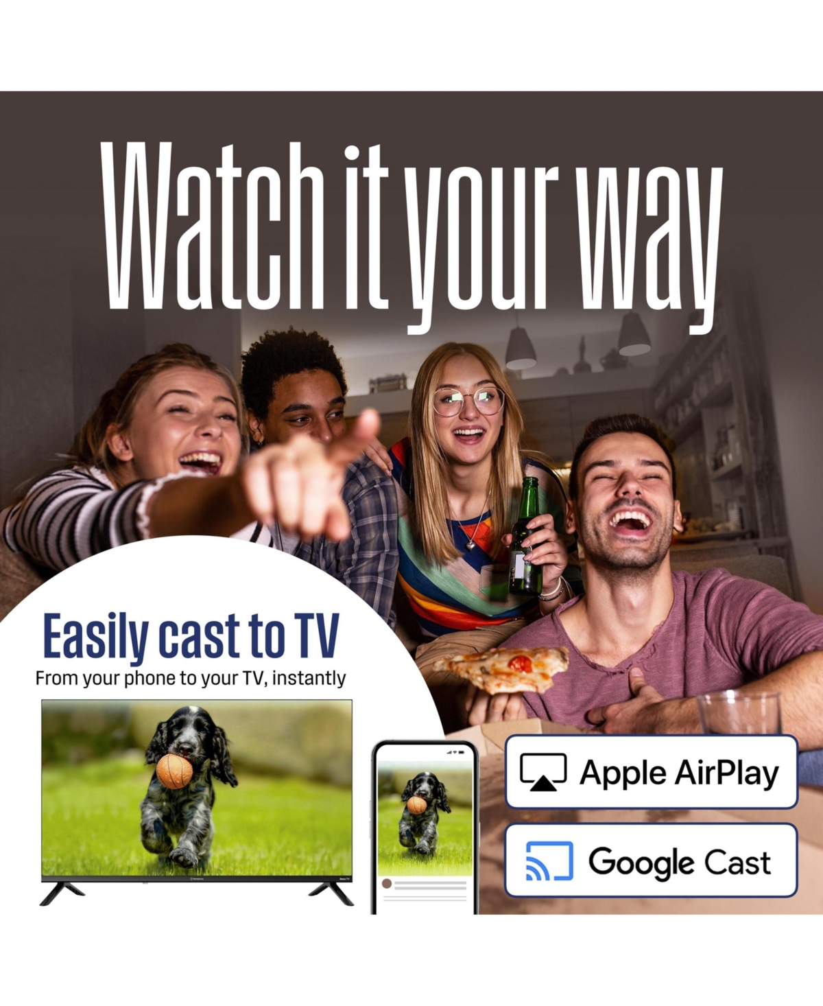 Westinghouse 32" Roku Smart Tv, Hd Qled, Dolby Digital+, Wi-Fi, Bluetooth, AirPlay, Alexa & Google Assistant Compatible