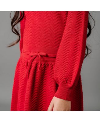 Baby Girls Organic Long Sleeve Balloon Sleeve Sweater Dress