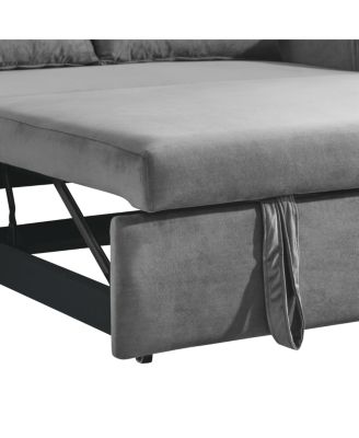 55" Velvet Sleeper Sofa with Pull-Out Bed, Reclining Backrest & Side Storage Pockets,Convertible Sofa Bed for Small Spaces-Maison Boucle