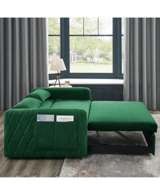 55" Velvet Sleeper Sofa with Pull-Out Bed, Reclining Backrest & Side Storage Pockets,Convertible Sofa Bed for Small Spaces-Maison Boucle