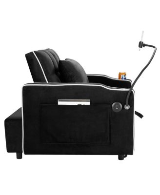 3-in-1 Sleeper Chair Bed – Convertible Recliner Sofa with USB-C Port, Phone Mount & Cup Holder for Small Spaces