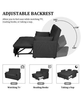   1 Pc   Linen Upholstered, Adjustable Backrest, Side Storage, Smooth Wheels  61", Pull-Out Sleeper   Convertible Sofa Bed