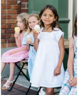 Toddler Girls Sleeveless Crochet Detail Empire Waist Seersucker Dress