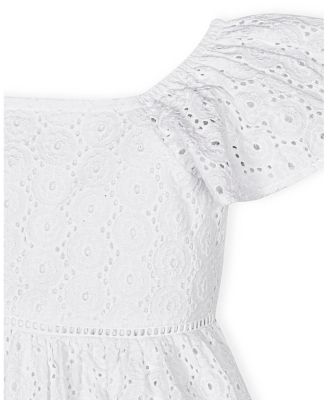 Toddler Girls Flutter Sleeve Eyelet Dress