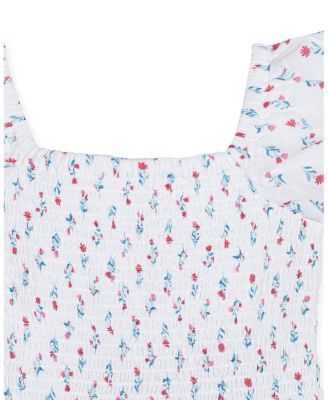 Little Girls Organic Puff Sleeve Smocked Romper