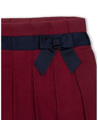 Little and Big Girls' Organic Brushed Cotton Pleated Skirt with Bow