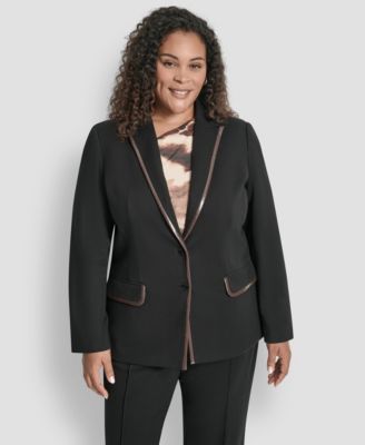 DKNY - Plus Size Notch Collar Long Sleeve Jacket