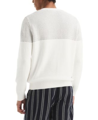 Men's Textured Colorblocked Crewneck Sweater