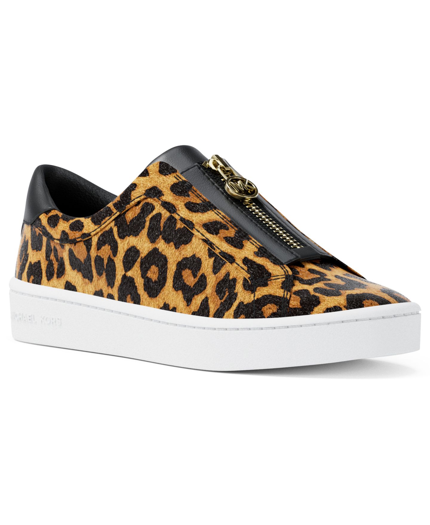 Женские кроссовки Michael Kors Keaton Zip Slip-On, цвет: Леопардовый с принтом — фото 1