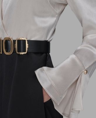 Women's Two Tone Collared Midi Dress