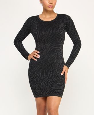 BCX - Juniors' Long Sleeve Crew Neck Slim Sweater Dress