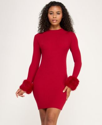 BCX - Juniors' Long Sleeve Mock Neck Slim Sweater Dress