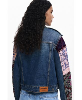 Women's Denim jacket with combined sleeves