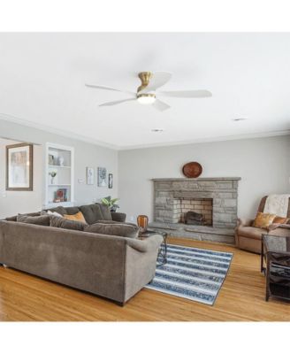 52-inch Modern Minimalist Golden 5-Blade Flush Mount with LED Light Remote Control Supports 6 Speeds and Timer Function