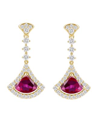 Lab-Grown Sapphire (1-1/4 ct. t.w.) and Lab-Grown White Sapphire (1-1/2 ct. t.w.) Drop Earrings in Sterling Silver (Also Available in Emerald & Ruby)