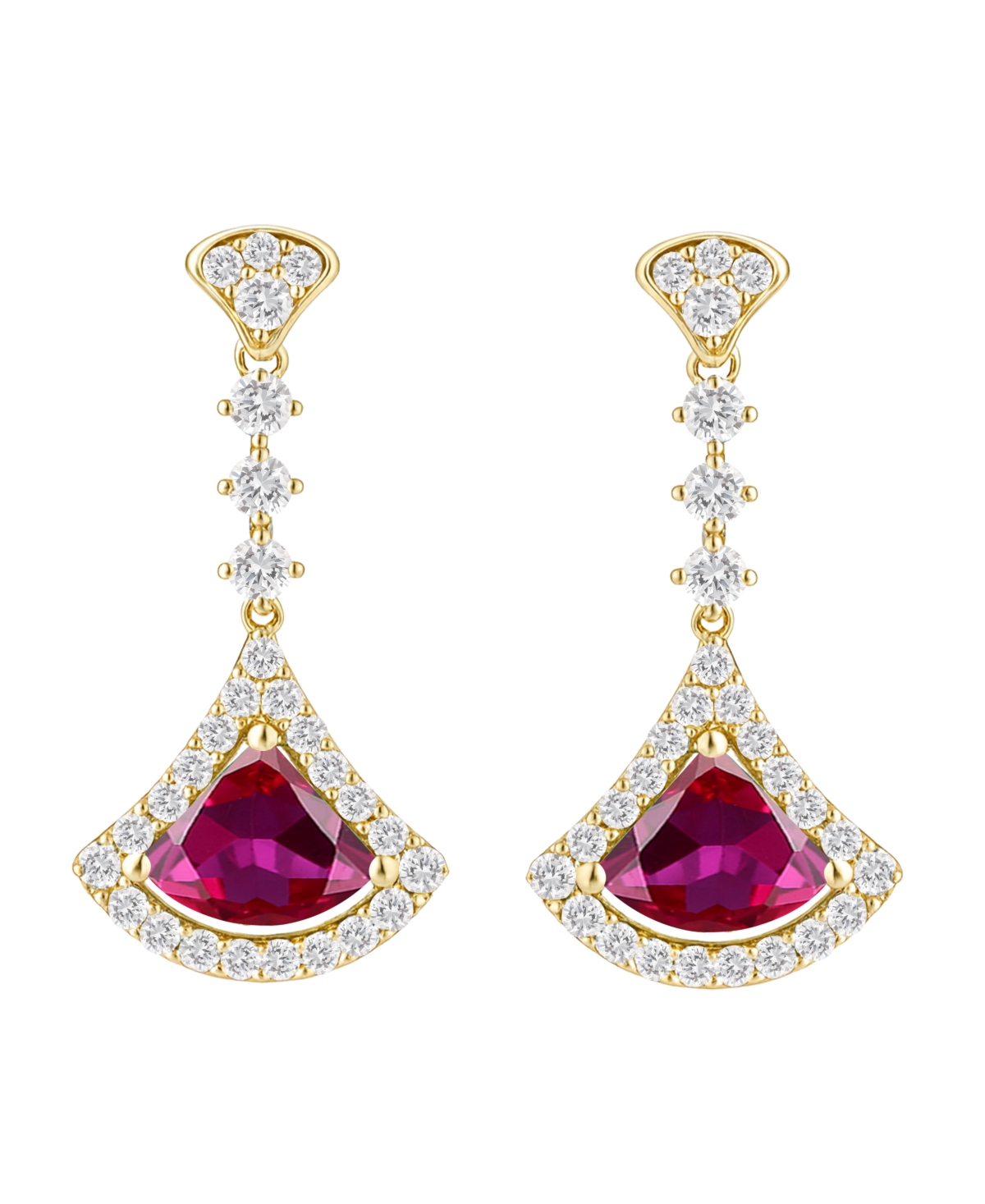 Macy's Lab-Grown Ruby (1-1/4 ct. t.w.) and Lab-Grown White Sapphire (1/2 ct. t.w.) Drop Earrings in 14K Gold Over Sterling Silver