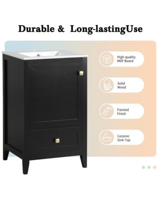 20" Bathroom Vanity with Sink, Soft Closing Door, Storage Rack and One Drawer, Bathroom Cabinet