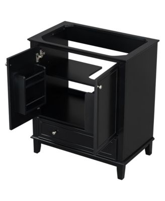 30" Bathroom Vanity, Base Only, Multi-Functional Cabinet with Doors and Drawer, Solid Frame and MDF Board