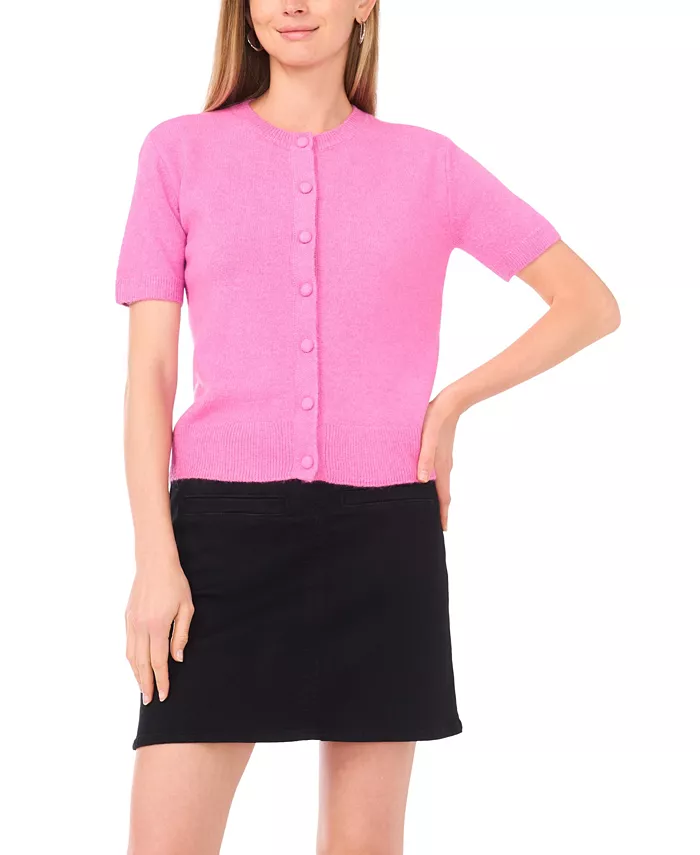 Women's Covered Button Crewneck Cardigan Sweater - thumbnail 5