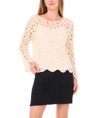 Vince Camuto - Women's Crewneck Flared Long Sleeve Top